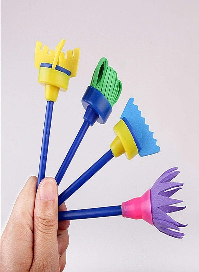 Brille Bee Sponge Stamp Foam Painting Brushes, Flower Shapes, Art Paint Drawing Tools, DIY Graffiti Stamps for Kids Early Learning (Foam Brush 4pcs) - Image 2